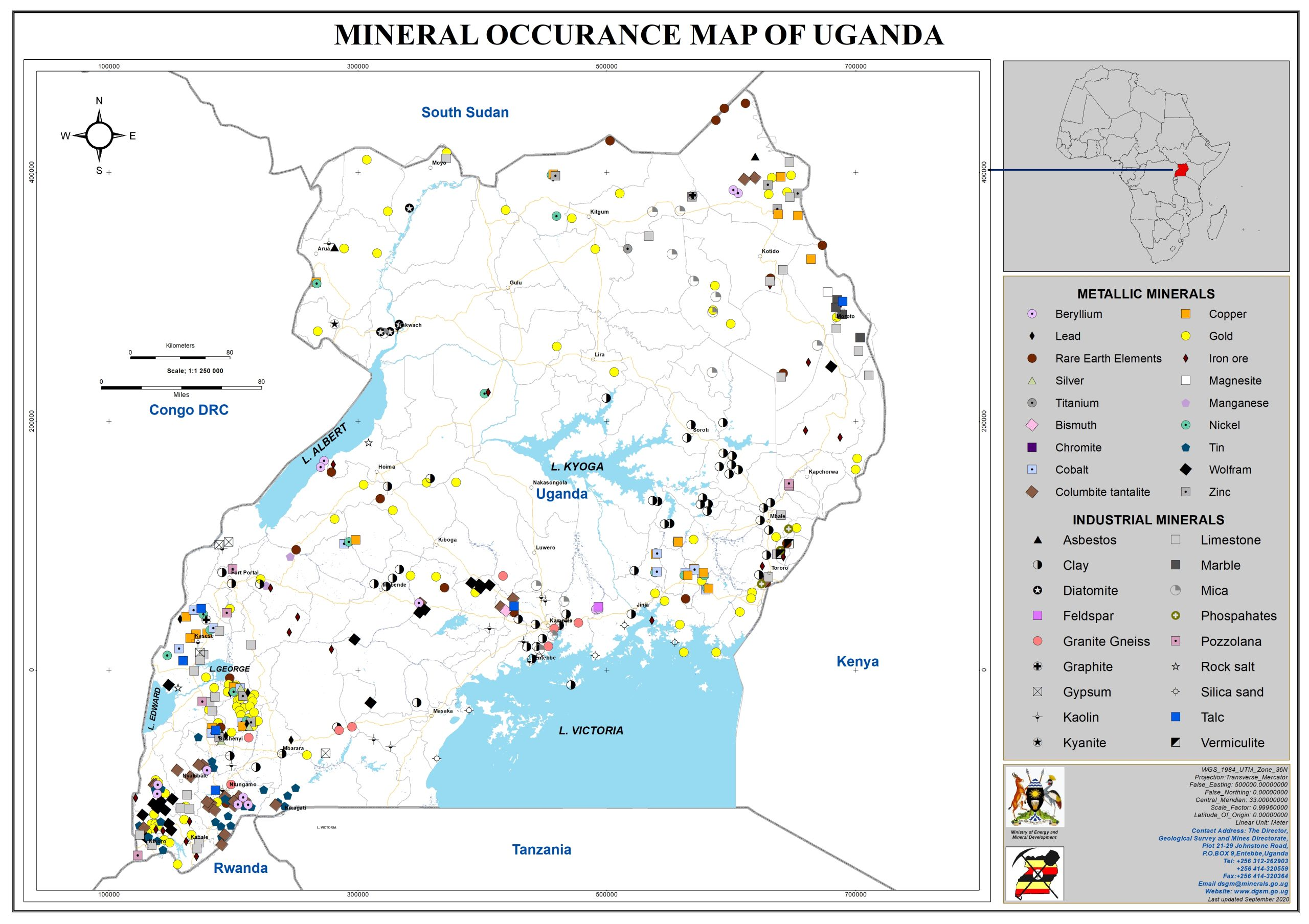 Mineral Occurrence Map of Uganda